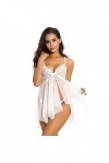 ZTIANEF MiniPrête-Bretelles Sexy Lingerie Pyjama érotique, Blanc, M