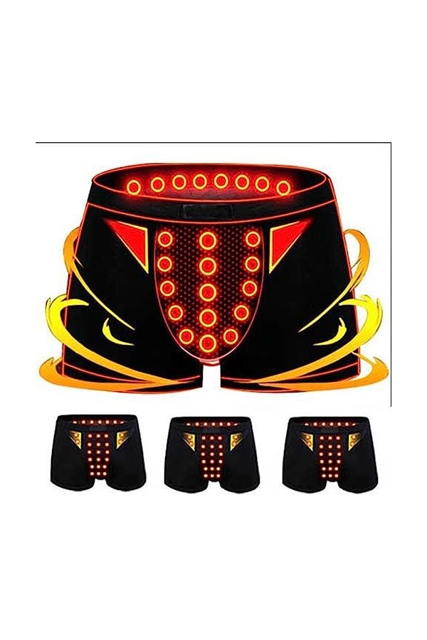 POCHY 3 Paquets Fibre Tourmaline Pantalon pour Homme Thérapie Magnétique Énergétique sous-vêtements Soins de Santé Culotte Ag