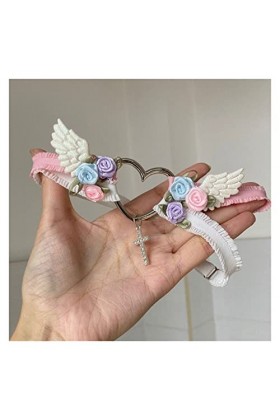 GOOFFY Doux Lolita Amour Coeur Cuisse Harnais Japonais Anime Jeu de rôle Anneau de Jambe avec Fleur Aile Conception Mariage J