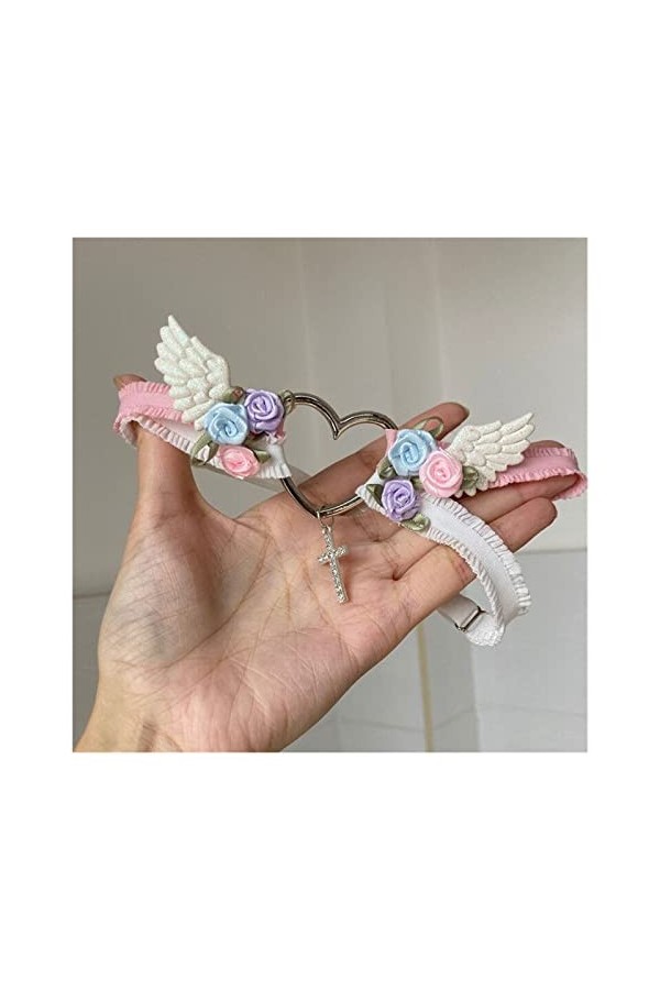 GOOFFY Doux Lolita Amour Coeur Cuisse Harnais Japonais Anime Jeu de rôle Anneau de Jambe avec Fleur Aile Conception Mariage J
