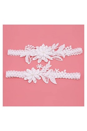 HEIMP 2 pièces Mariage jarretière Bleu Marine Broderie Floral Sexy jarretières Femmes/Femme/mariée Cuisse Anneau mariée Dente