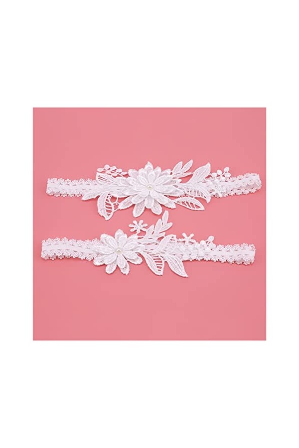 HEIMP 2 pièces Mariage jarretière Bleu Marine Broderie Floral Sexy jarretières Femmes/Femme/mariée Cuisse Anneau mariée Dente