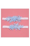 HEIMP 2 pièces Mariage jarretière Bleu Marine Broderie Floral Sexy jarretières Femmes/Femme/mariée Cuisse Anneau mariée Dente