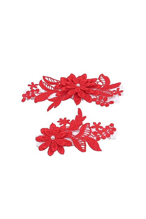 HEIMP 2 pièces Mariage jarretière Bleu Marine Broderie Floral Sexy jarretières Femmes/Femme/mariée Cuisse Anneau mariée Dente