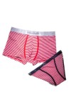 Ursus Copia Sous-vêtements charmants en coton pour couple à rayures respirantes pour femme dans la taille homme rouge + roug