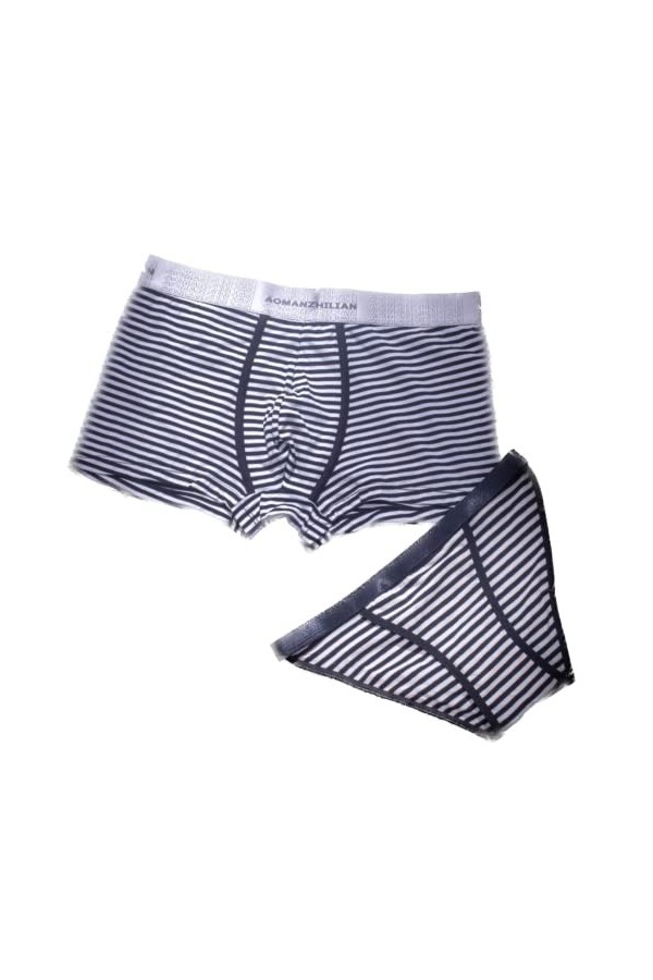 Ursus Copia Sous-vêtements charmants en coton pour couple à rayures respirantes pour femme dans la taille homme rouge + roug