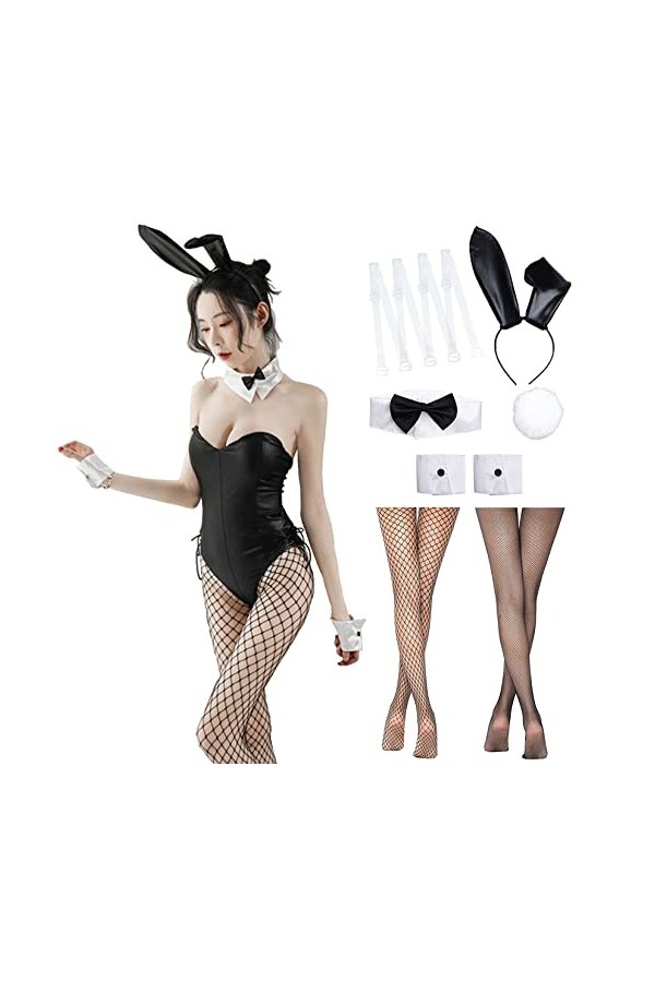 Alaiyaky Senpai – Ensemble de costumade, 12 pièces, costume de lapin sexy pour adulte avec oreilles de lapin et chaussettes e
