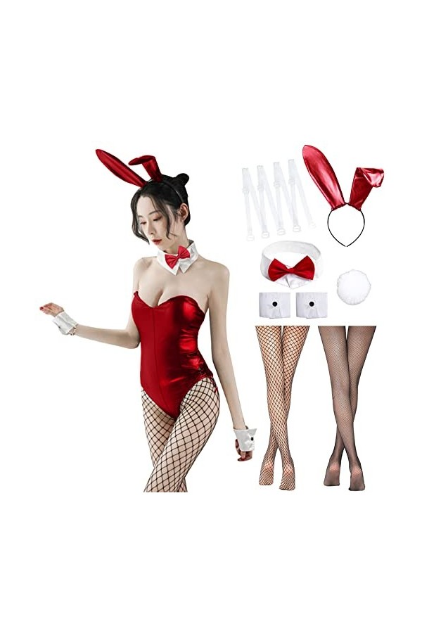 Alaiyaky Senpai – Ensemble de costumade, 12 pièces, costume de lapin sexy pour adulte avec oreilles de lapin et chaussettes e