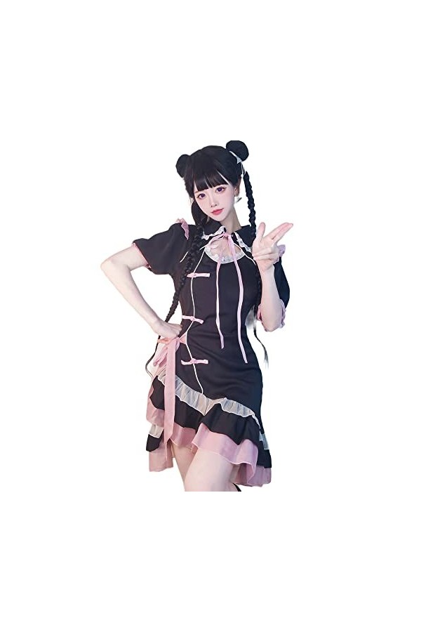 Temptshow Asiatique Chinese Geisha Cosplay Femmes Style Chinois Cheongsam Lingerie Japonaise Anime Costume Rouge4 Taille Un