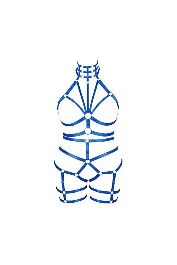 JMMHSS Femmes Grande Taille Corps Harnais Ensemble Carnaval jarretière Ensemble élastique Creux Punk Gothique Danse Costume 
