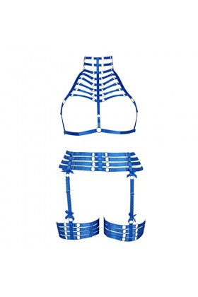 JMMHSS Femmes Bretelles Corps Harnais Lingerie Jarretière Ensemble Plus La Taille Taille Creux Punk Gothique Festival Porter 