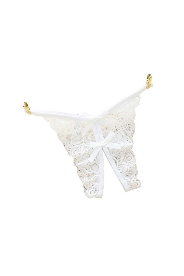 Jixin4you AOMOYO Femme String Ouvert Entre-Jambe Transparent Lingerie Dentelle Taille Basse Rouge