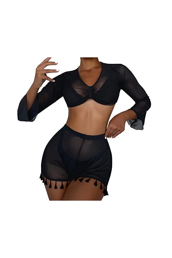 UIVHLW Lingerie Slip De Soutien-Gorge À Col en V en Maille Transparente en Dentelle sous-Vêtements Féminins