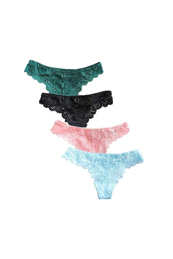 CHAOYOU Culotte Taille Basse Femme Culotte Sexy String Dentelle Tentation Multicolore sous-vêtement Rouge Mariage Dame Slips