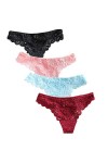 CHAOYOU Culotte Taille Basse Femme Culotte Sexy String Dentelle Tentation Multicolore sous-vêtement Rouge Mariage Dame Slips 
