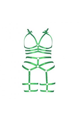 JMMHSS Harnais de Corps Ensemble de Lingerie pour Femmes Punk Gothique Porte-Jarretelles Sangle de Poitrine Festival Rave Tis