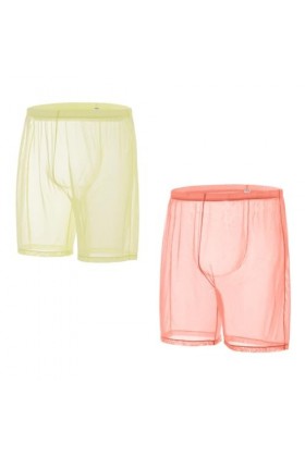 ZUOLAIYIN Boxer transparent pour homme - Sous-vêtements respirants en maille lâche - Sexy - Transparent, Lot de 2 - orange-ja