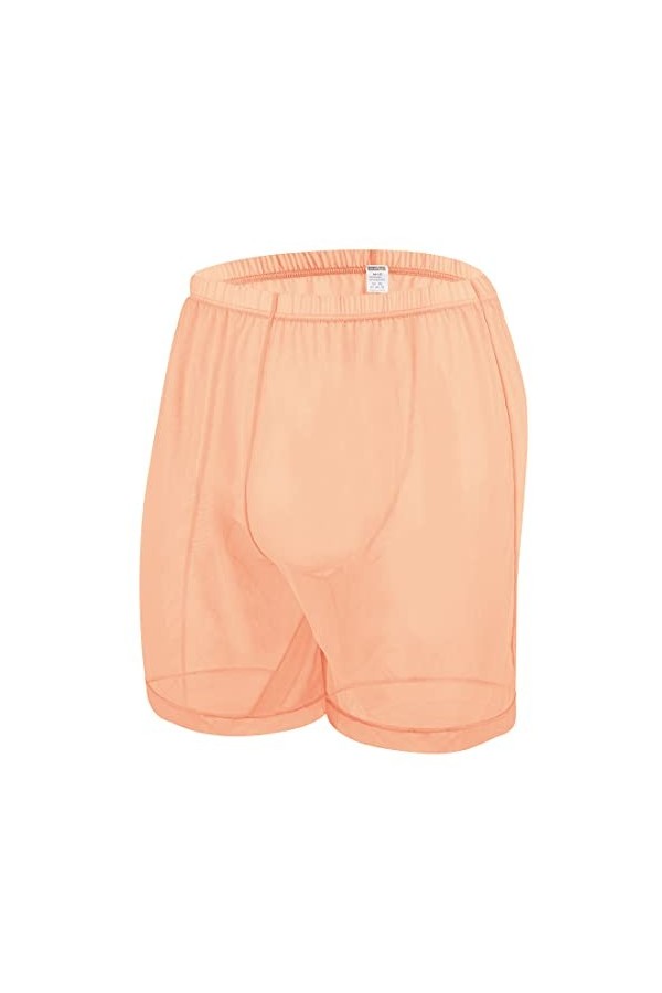ZUOLAIYIN Boxer transparent pour homme - Sous-vêtements respirants en maille lâche - Sexy - Transparent, Lot de 2 - orange-ja