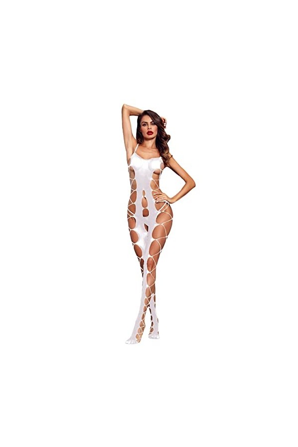Nuisettes Et Deshabilles Sexy Une-Pièce Sensuelle Lingerie Femme Bas Costumes Exotiques,Blanc,Taille Unique