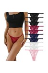 PEJPYMC Lot de 10 Femmes G-String Thongs Sexy Lace Low Rise Underwear VêTements Nuit pour Dames T-Back Culottes L 
