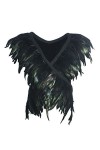 keland Gothique Plume Epaulette Gilet Manteau Bolero Cape Châle Gothic Deguisement Halloween Femme Rouge 