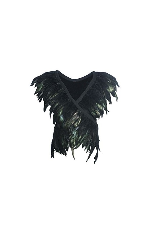 keland Gothique Plume Epaulette Gilet Manteau Bolero Cape Châle Gothic Deguisement Halloween Femme Rouge 