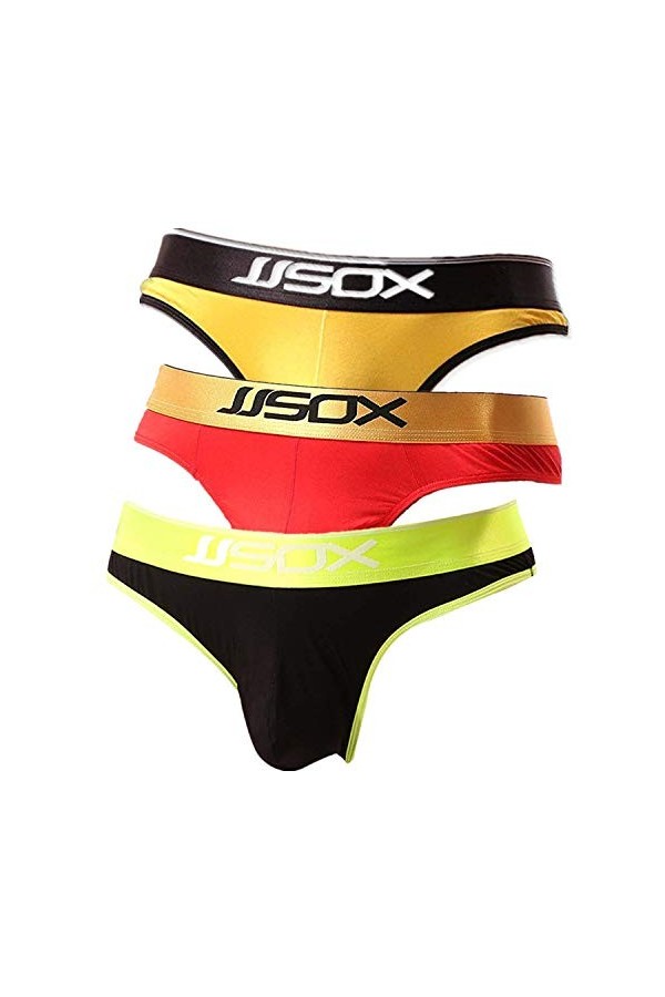 CSMARTE String sexy pour homme avec dos en T,L,Noir-3 Noir