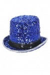 Smiffys Fever Chapeau haut-de-forme en feutre et paillettes Bleu