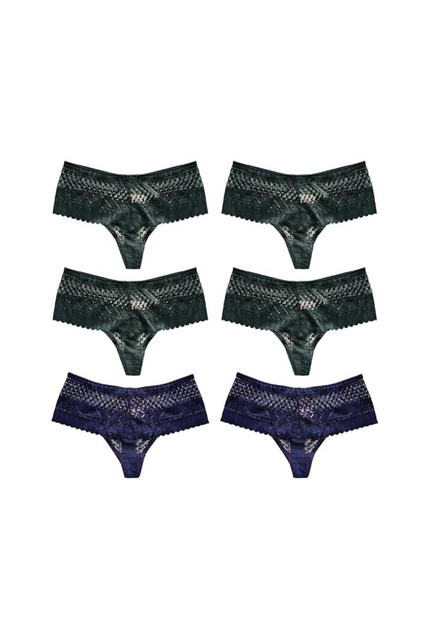 Necalisi Culotte Femme Lot de 6 Multicolore-7 Culottes en Dentelle pour Femmes sous-vêtements Sexy Slips Ultra Minces Culotte