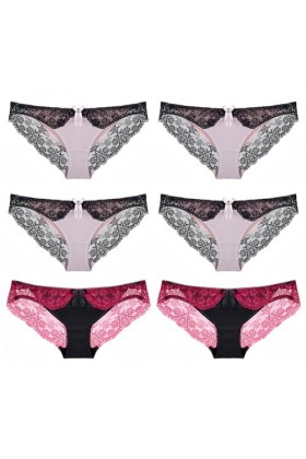 Necalisi Culotte Femme Lot de 6 Multicolore-4 Femme Dentelle pour Slips Culottes Strings Lingerie Dentelle Slips Ultra Doux C