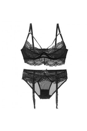 Necalisi sous Vetements feminins Violet 3pcs Ensemble Sexy Lingerie Feminin Soutiens-Gorge Dentelle Sexy G-String Brassière