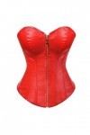 Corset sexy en simili cuir pour femme Buste amusant Corset Soutien-gorge Fermeture éclair sur le devant Grande taille Lingeri