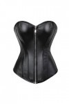 Corset sexy en simili cuir pour femme Buste amusant Corset Soutien-gorge Fermeture éclair sur le devant Grande taille Lingeri
