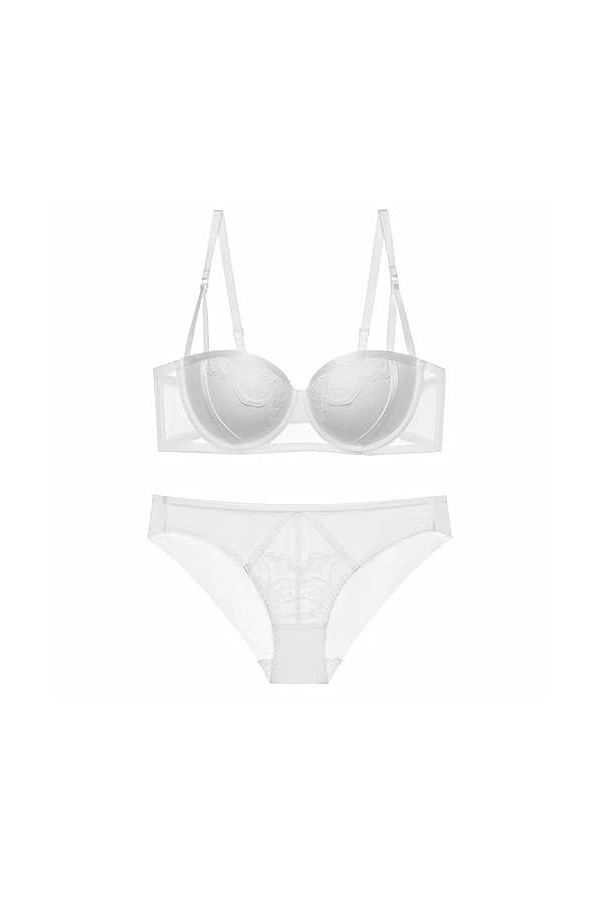Necalisi Soutien Gorge Blanc Ensemble Sexy Lingerie Feminin Soutiens-Gorge Dentelle Sexy G-String Brassière Nuit Nuisette 2 P