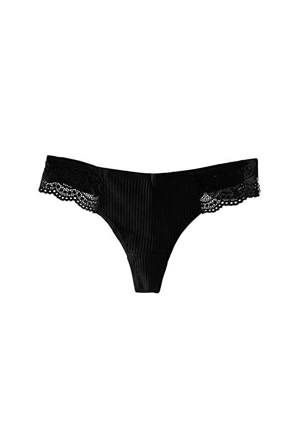 Strings Sexy pour Femmes Strings de Sport Sexy Culotte Respirante sans Couture Slip sans Complexe E1-Black, XL 