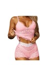 NoëlLingerie érotique Trois pièces Sexy Split Set, Rose, XXL
