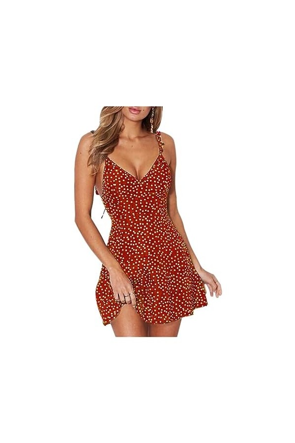 SONLED Robe Sexy Femme Taille Haute Laçage Dos Bretelles Robe Dos Nu Color : Blue, Taille : S 