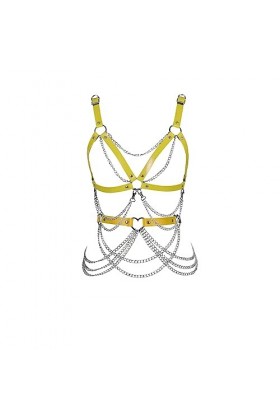 Femmes Body Strap Cuir Soutien - Gorge élégant évidé sans Tasse Punk Garter Set Gothique Halloween Rave Dance Costume Orange