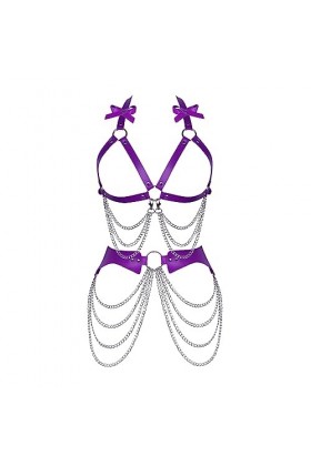 Femmes Body Strap Cuir Bra Set Full Creux Mode Garter Ceinture Punk Gothique orgie Halloween Party Dance Costume Orange - Ja