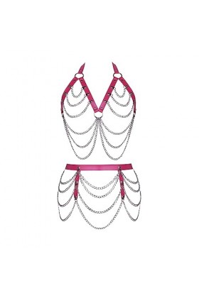 Femmes Body Strap Cuir Bra Set Full Creux Garter Ceinture Punk Gothique orgie Halloween Ball Costume Ciel Bleu 