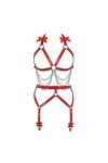 Femmes Body Strap Cuir Bra Set Full Creux Mode Garter Set Punk Gothique orgie Halloween Party Dance Costume Rouge 