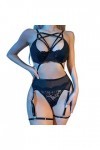 Ensemble de lingerie érotique pour femme Sexy Sexy Licol Dentelle Femmes Bandage Sexy Ensemble Lingerie Sexy avec Anneaux en 