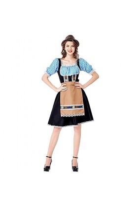 Robes allemandes pour femme Oktoberfest - Tablier de fête de lOktoberfest - Tablier - Épaules carrées - Bière, Bleu ciel., M