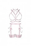 Femmes Body Strap Punk Bra Plus Size Mode Hollow Body Cage Garter Set Goth Party Halloween Rave Costume Rose 