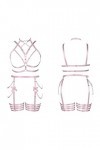Femmes Body Strap Punk Bra Plus Size Mode Hollow Body Cage Garter Set Goth Party Halloween Rave Costume Rose 