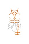 Femmes Body Strap Punk Bra Mode Hollow Body Cage sans Tasse Garter Costume Gothique Halloween Rave Costume 1 Rose 