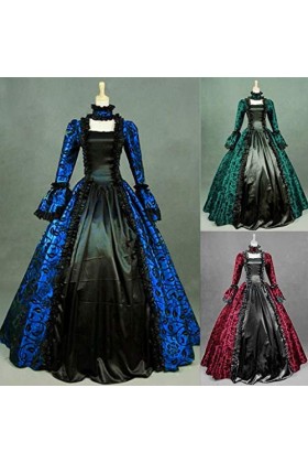 KBOPLEMQ Vêtements médiévaux pour femme - Robe longue Renaissance - Princesse victorienne - Robe de bal - Robe de soirée - Ha