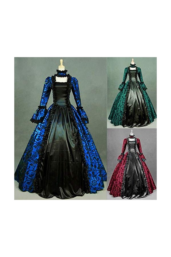 KBOPLEMQ Vêtements médiévaux pour femme - Robe longue Renaissance - Princesse victorienne - Robe de bal - Robe de soirée - Ha