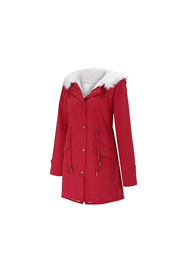 Mymyguoe Veste dhiver pour femme - Manteau dhiver chaud - Capuche épaisse - Rembourré - Coupe-vent - Col à revers - Manches