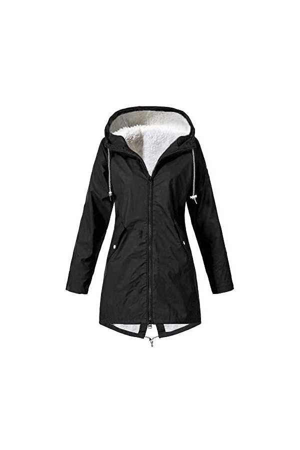 Mymyguoe Veste dhiver pour femme - Manteau dhiver chaud - Capuche épaisse - Rembourré - Coupe-vent - Col à revers - Manches